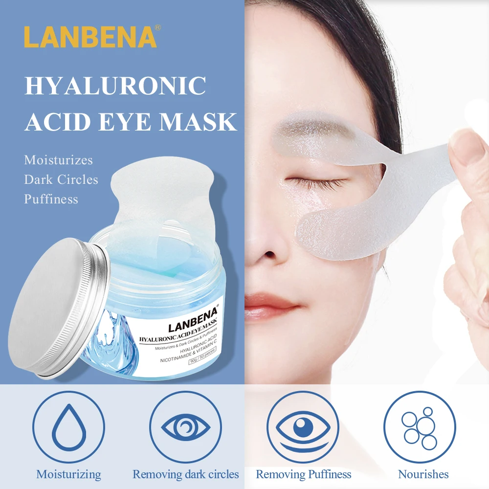 

LANBENA Hyaluronic Acid Eye Mask Eye Patch Eye Care Reduces Dark Circles Bags Eye Lines Ageless Lifting Firming Skin Care 50PCS