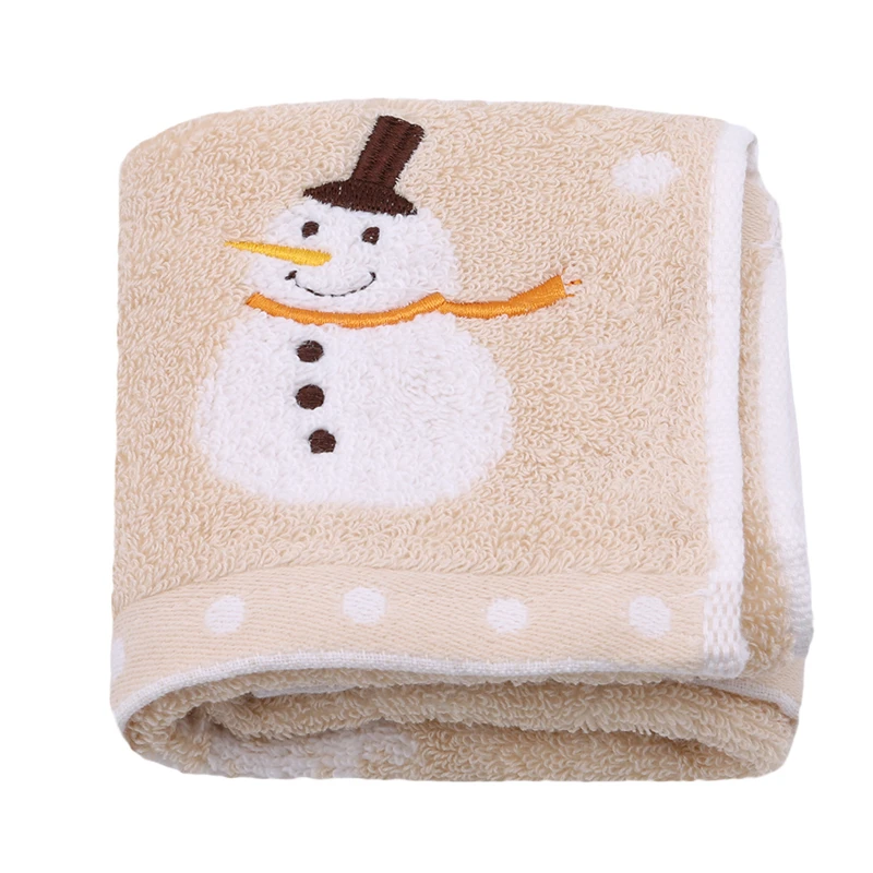 Baby Face Towels Cute Cartoon Snowman Snowflake Pattern Polyester Cotton Towel Newborn Stuff Bath Shower Face Square Scarf