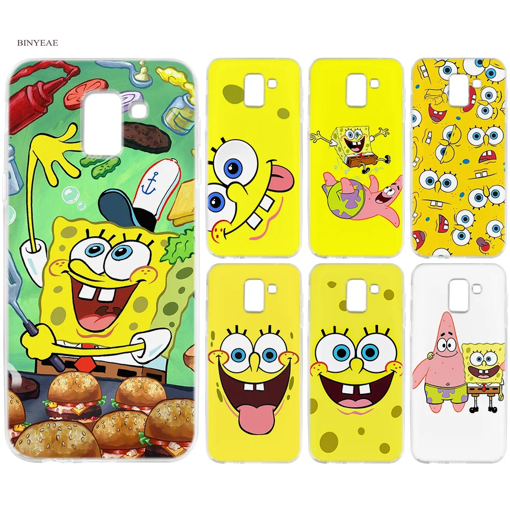 

Soft Silicone TPU Case Cover for Samsung Galaxy J6 S8 S9 A6 A8 Plus J4 J8 2018 J3 J5 J7 2017 SpongeBob SquarePants Sponge Shell