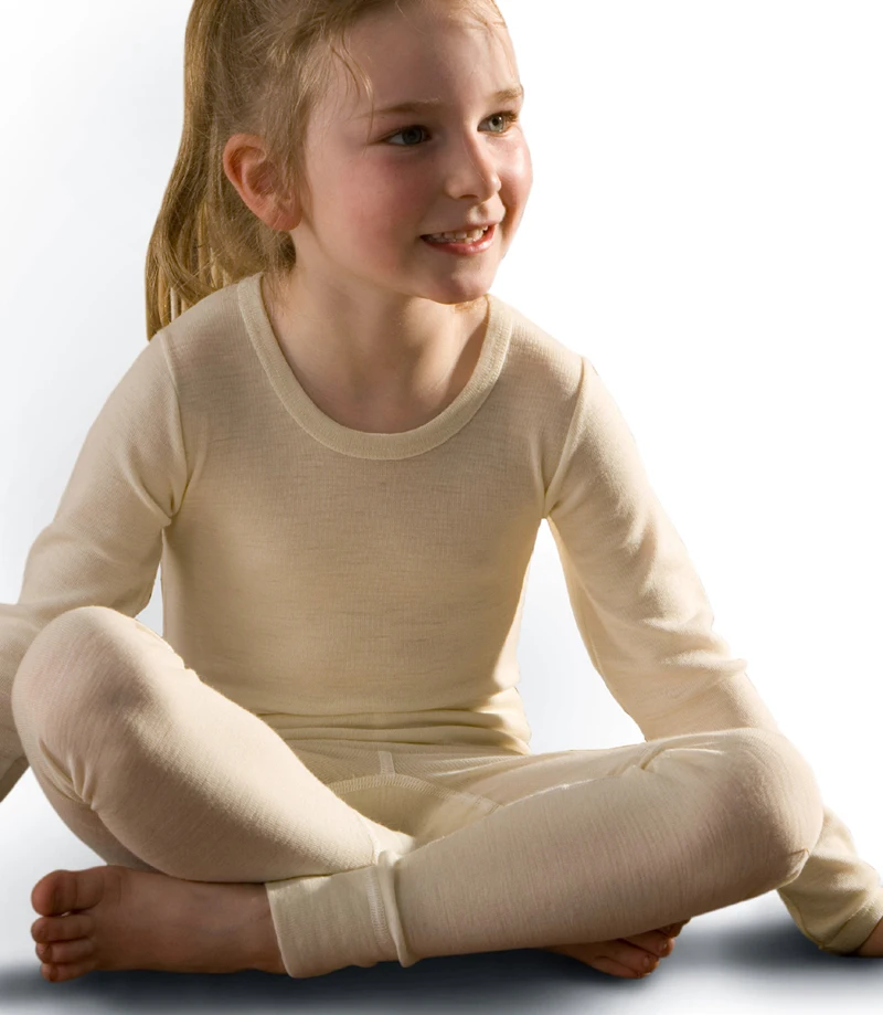 Мериносовая шерсть детское зимнее Термобелье Топ рубашка Длинные рукава Одежда