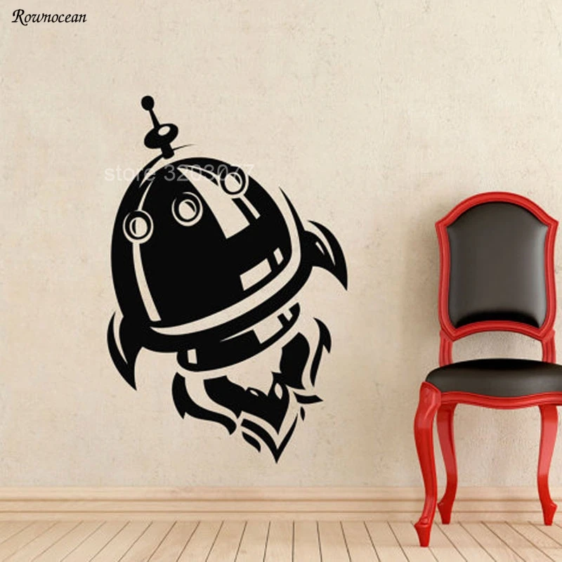 Spaceship Rocket Wall Vinyl Decal Space Ship Sticker Decor Room Poster