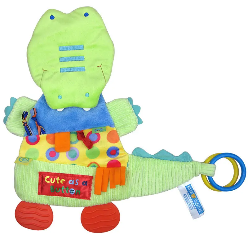 

Hot 32cm*32cm Baby Toys Crocodile Teether Scarf Handkerchief appease Towel Rattles Doll Gift For Soothe Towel Educational Plush