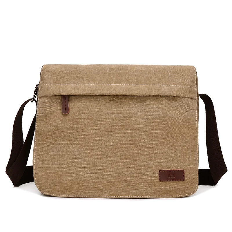 

College style book bag 100% cotton more zippers shoulder bag Contracted joker men's Business travel bag large capacity satchels