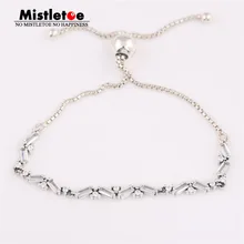 Омела подлинный 925 пробы Серебряный ледяная красота скользящий браслет, прозрачный CZ Fit Eurpeon ювелирные изделия