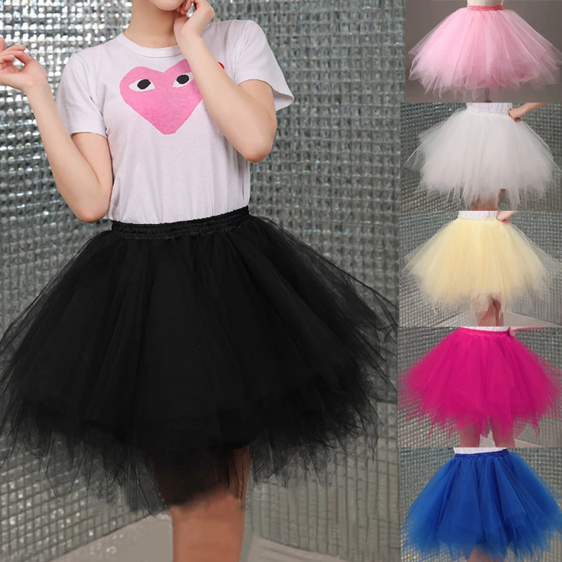 

Tulle Skirts Womens High Quality Elastic Stretchy Tulle Teen Layers Summer Womens Adult Tutu Skirt Pleated Mini Skirts