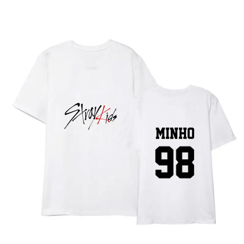 Allkpoper KPOP/футболка straykids, футболка с надписью «HYUNJIN», CHANGBIN, футболки SEUNGMIN, топы - Цвет: MINHO White