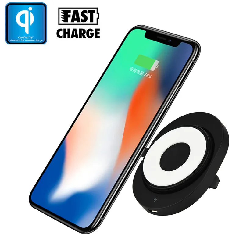 Qi Wireless Charger Car Air Vent Fast Charging Dock Mount