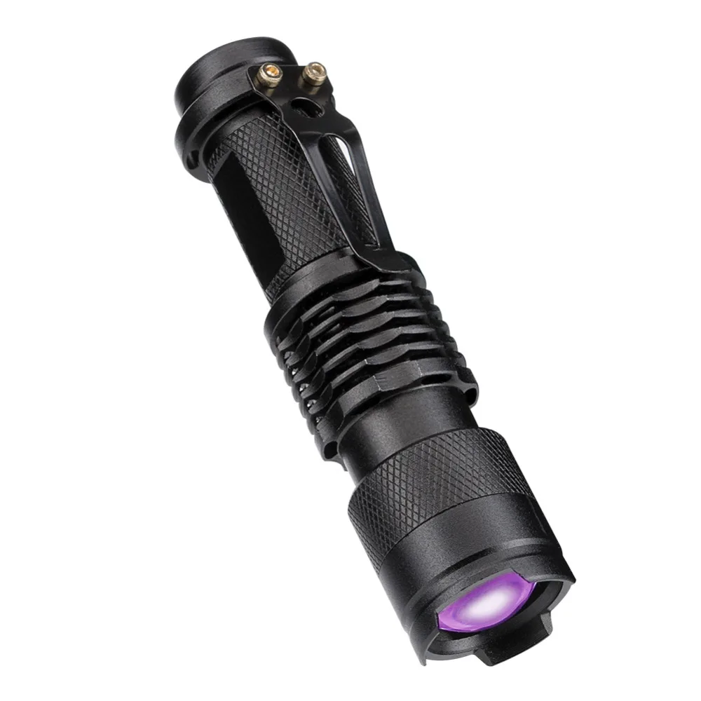 LED UV Flashlight Ultraviolet Torch With Zoom Function Mini UV Black Light Pet