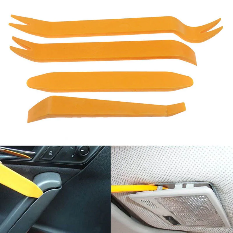 4pcs/set Car Removal Pry Open Tool Kit For Light Radio Audio Door Trim Panel Clip Plastic