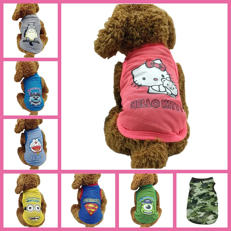 

Cartoon Grid Pets Clothes Small Dog Cat Pet Clothes Tank Vest Spring Summer Wear Small-sized Dog Cute Dog Vest Teddy Dog Clothes