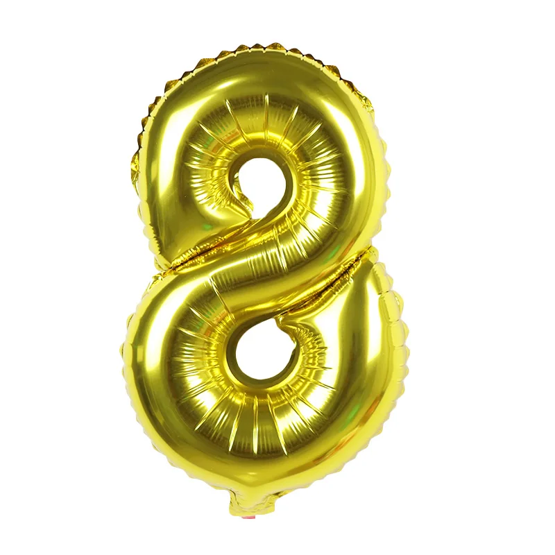 16 дюймов Золото Серебро 0-9 номер фольги Воздушные шары цифра гелий шарики для день рождения Свадебный декор воздушные шары событие вечерние партии поставки - Цвет: Gold 8