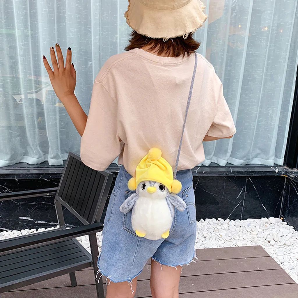 Penguin Doll Fashion Women Girl Cute Fat Penguin-Like Bags Plush Crossbody Bags Weird Bags Girls Boys Doll Bag@39@20