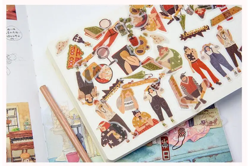 Сладкая Девочка суккулент растения в горшках бумажная наклейка японский и корейский стиль дневник декоративная наклейка Детские канцелярские принадлежности
