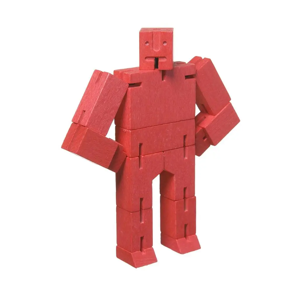 Красные, синие розовый деревянный Cubebot куб робот головоломка складная конструкция развивающие изучение науки игрушка новизны дети мальчик подарок - Цвет: red