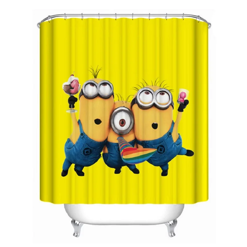 Yellow Shower Curtains Mischievous Minions Series Shower Curtains