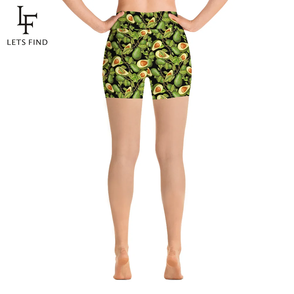 Новая мода цифровая печать авокадо Печать Леггинсы женские Высокая талия сексуальные черные размера плюс короткие брюки тренировочные леггинсы