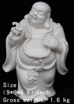 

9 inch/Chinese dehua white porcelain happy smile smiling Buddha statue