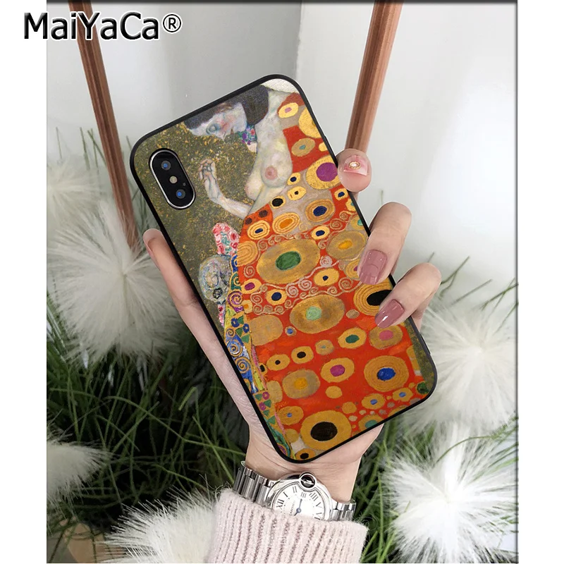 MaiYaCa Gustav Klimt Art Силиконовый ТПУ мягкий черный чехол для телефона для iPhone 8 7 6 6S Plus 5 5S SE XR X XS MAX Coque Shell