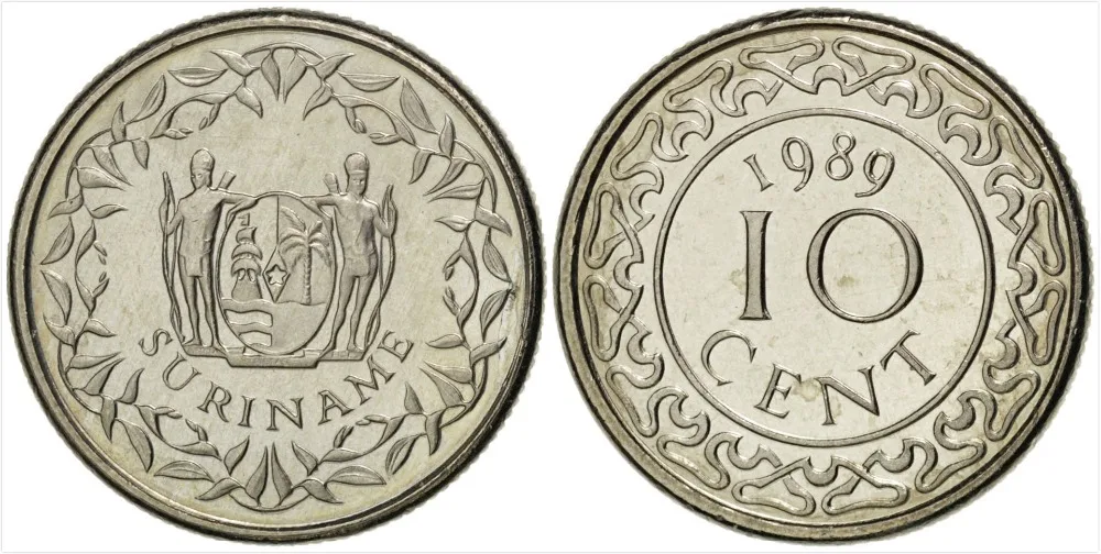 

Suriname 10 Cents Coin 100% real and Original North and South America Coins for Collection UNC New