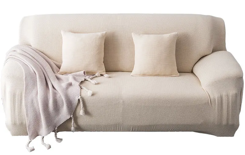 Сплошной цвет утолщенный стиль качалка бархат вязаный эластичный чехол на диван полный пакет полное покрытие Нескользящая комбинация диван крышка - Цвет: FM-7