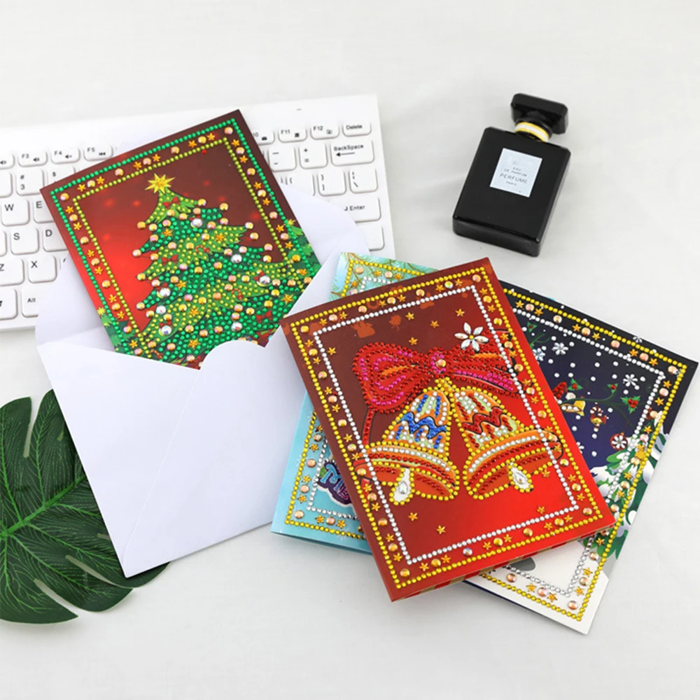 

Diamond Painting Christmas Cards Cartoon Pattern Diamond Embroidery Special Shape Rhinestone Kit Festival Greet Cards Gift d600