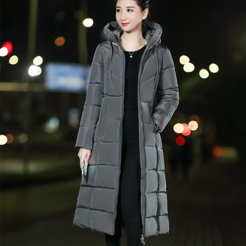 Плюс Размеры M XXXXXXL теплые Для женщин зимняя куртка 2018 Мода s с капюшоном длинный