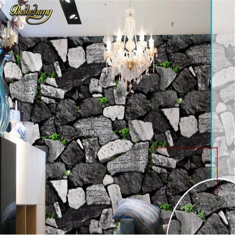 papel de parede 3D simulation thick stone grain PVC wallpaper decorated restaurant Hotels perspective deep embossed wallpaper