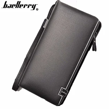 

Baellerry Men Wallets Top Quality Leather Purse Male Clutch Card Holder Big Capacity Wallet Men Long Zipper Purses Coin Pocket