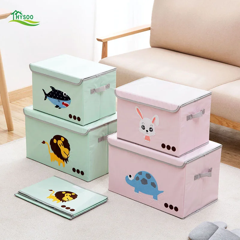 Cartoon decal storage box fabric folding storage box large covered