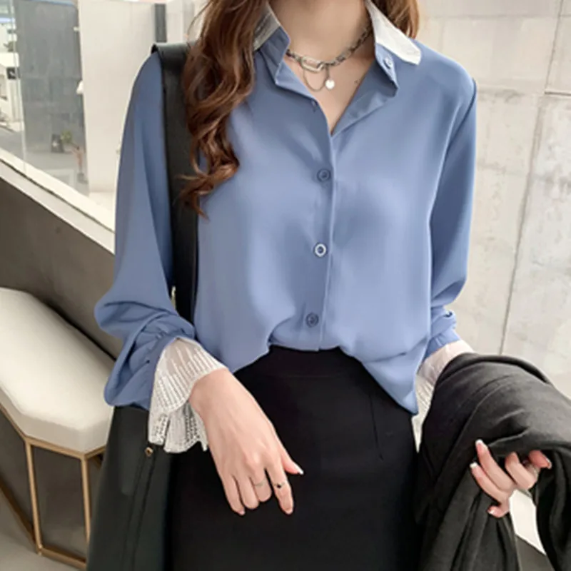 Women Blouses Office Lady Lace Blouse Top Spring Chiffon Women Long Sleeve Shirts Fashion Korean Women Blouse and Tops Plus Size Women Blouses Office Lady Lace Blouse Top Spring Chiffon Women Long Sleeve Shirts Fashion Korean Women Blouse and Tops Plus Size