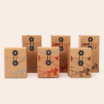

100pcs Retro Kraft Square Paper Box Tea Packing Box Simple Folding Box Herbal Flower Tea Empty Gift Box