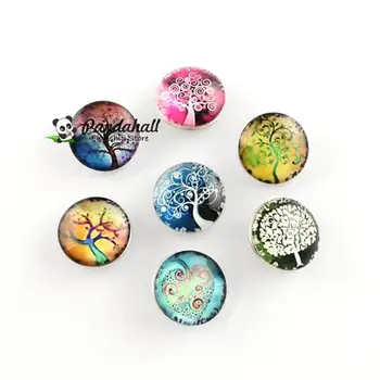 

Pandahall Mixed Color Tree Pattern Brass Jeans Buttons, Snap Buttons, with Flat Round Glass Cabochons, 18x10mm, Knob: 5~5.5mm