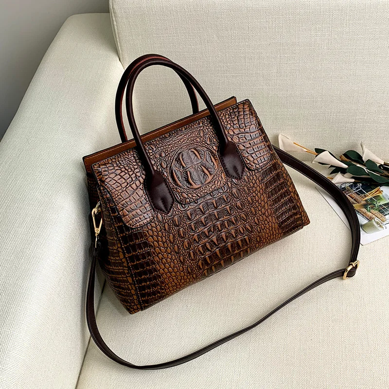 2019 New Vintage Genuine Leather Bag Women Alligator Luxury Handbags Women Bags Designer Crossbody Bags for Women Tote Handbags