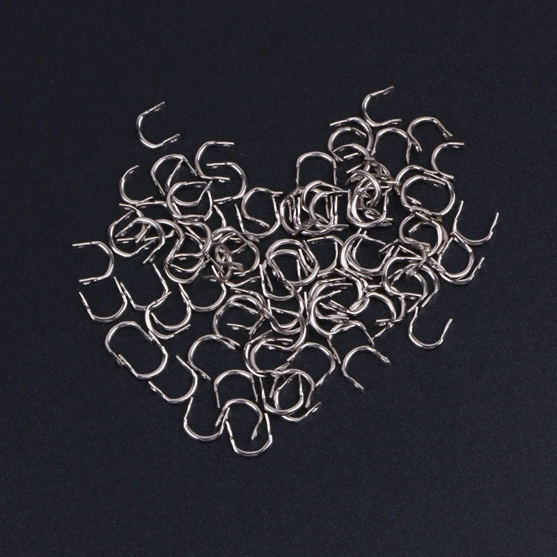 

100pcs/bag Fishing U Shaped Ring Baits Lure Tool Stainless Steel Accessories Tackle Golden silver