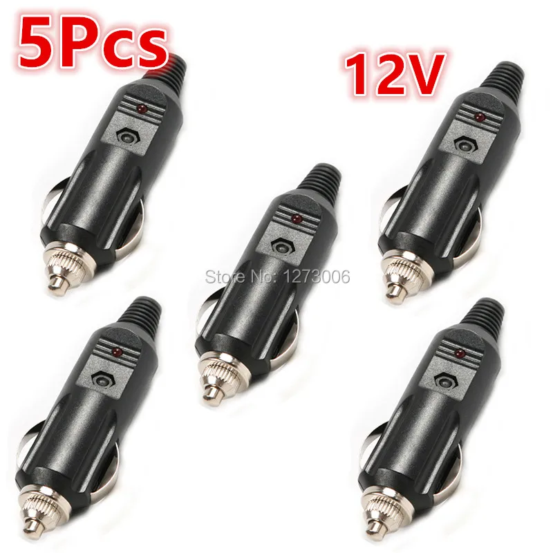 Universal 5Pcs12V Male Car Cigarette Lighter Socket Plug With Fuse&Red