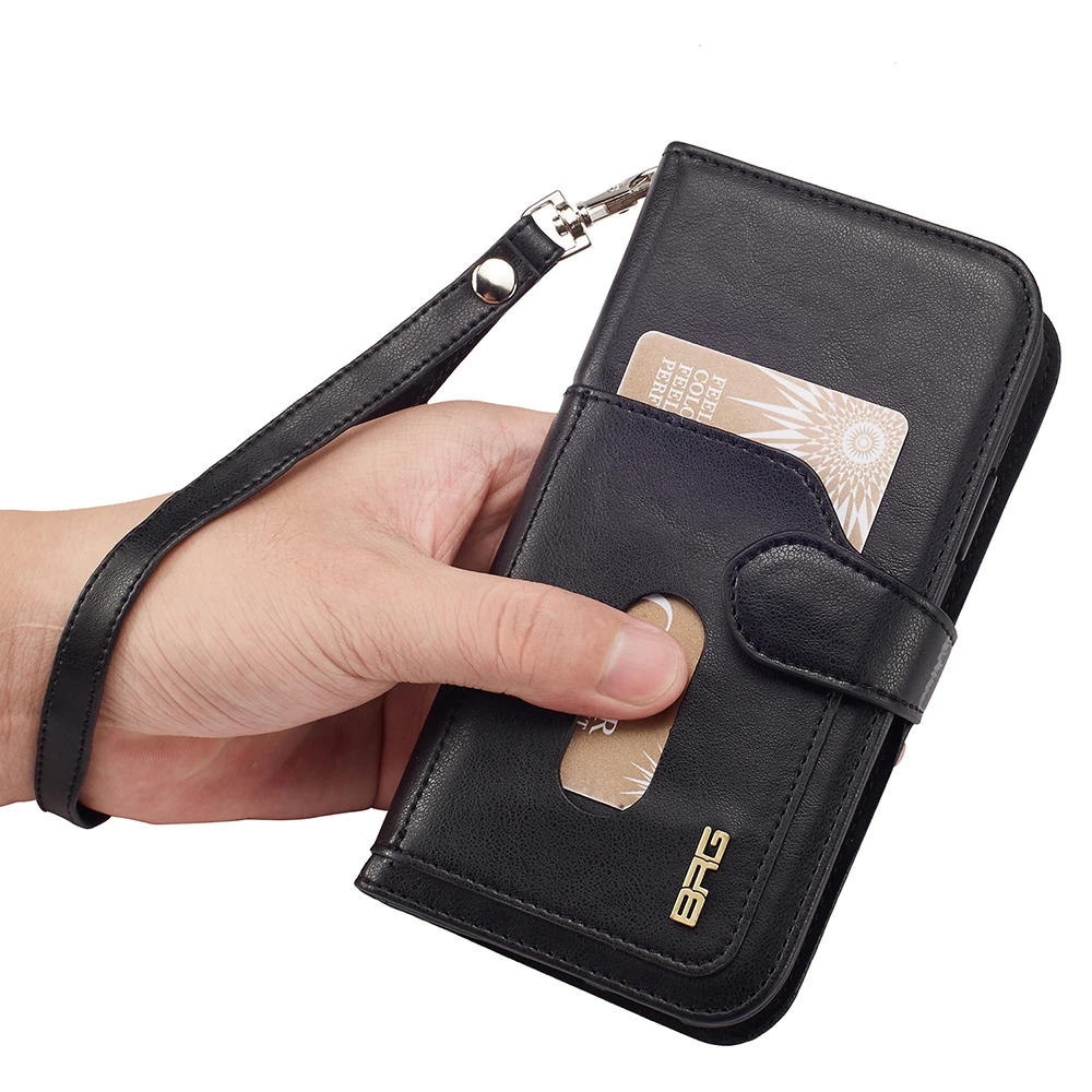 BRG For iphone X 10 Leather Case Luxury Detachable Soft Silicone TPU Armor Wallet