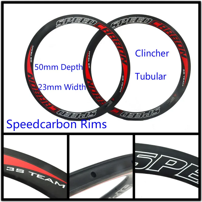 Speedcarbon Rims 50MM Carbon Profile Road Bike Rims,23MM Width Clincher