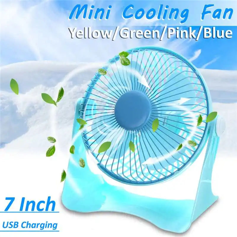 

Rechargeable Mini Fan 7 inch Cooling Fan 5V Aluminum Leaf USB Fan Plastic Handy Small Desk Desktop USB Cooling Fan