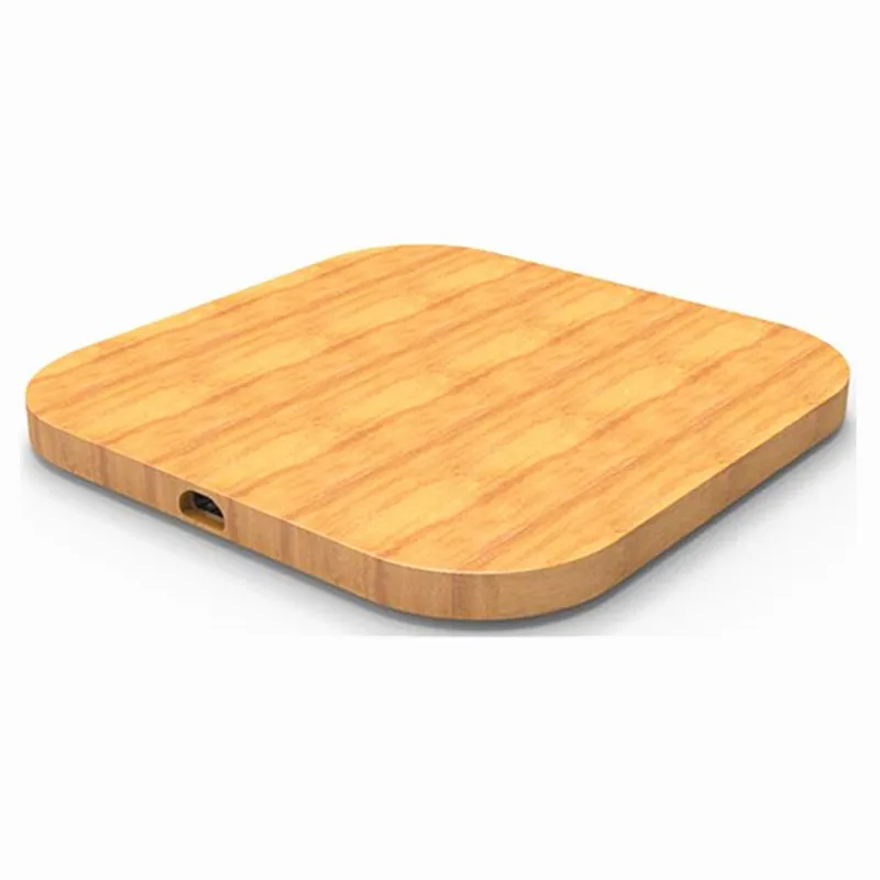 Cargador inalámbrico Qi de madera de bambú, vista lateral