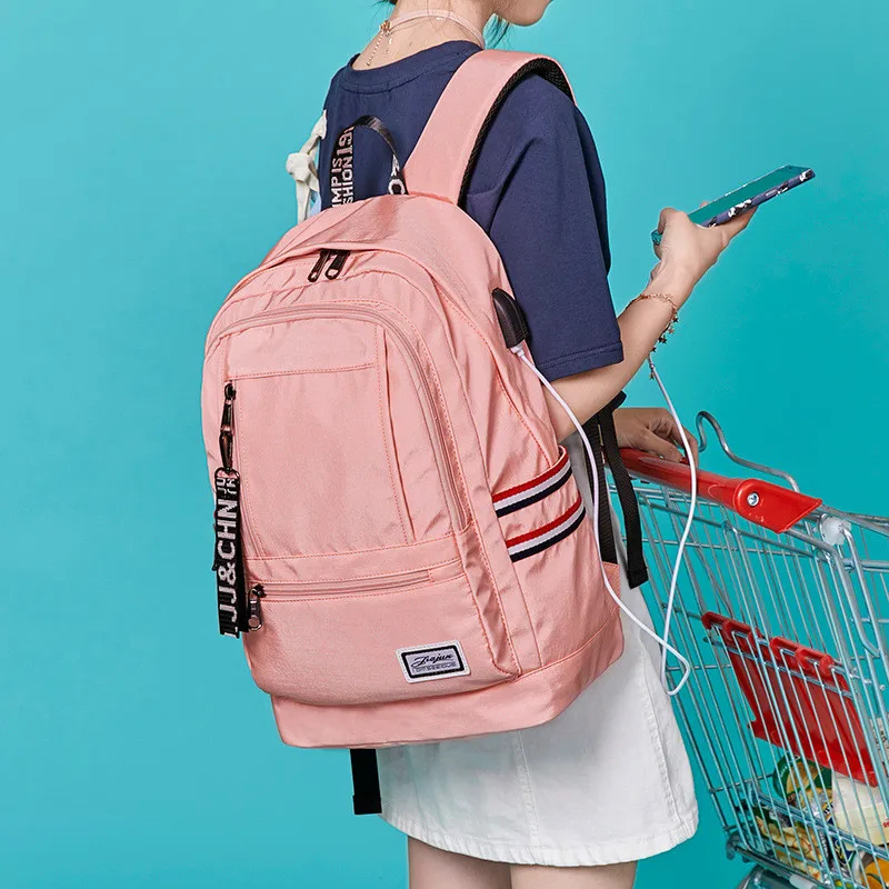 

Women External USB Charge Backpack Canvas Backpack Male Mochila Escolar Girls Laptop Backpack School Bags Backpack for teens