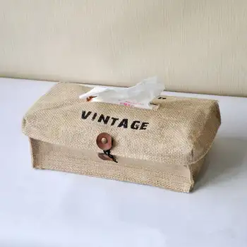 

DoreenBeads Natural Jute Tissue Box Solid Color Tissue Case Napkin Holder Car Home Office Table Decoration About 25*13*8cm 1PC