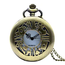 Модные карманные часы для женщин Алиса в стране чудес Кролик цветок Полный Охотник с цепочкой ожерелье винтажные лучшие часы подарок