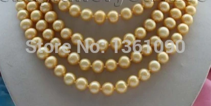 

000481 68" Longest Genuine Natural 10-11mm Golden Round Pearl Necklace (A0511)