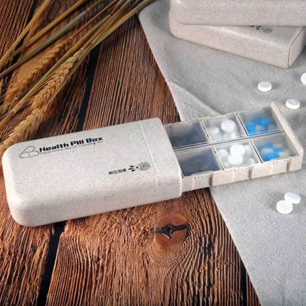 

2019 Automatic Drawer 1 Week Pill Box Portable Small 6 Grids Press Medicine Box Organizer Container