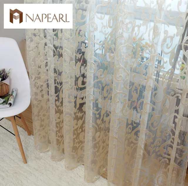 Stile europeo jacquard foglio di disegno tulle tessuti tende trasparenti per bal Stile europeo jacquard foglio di disegno tulle tessuti tende trasparenti per bal