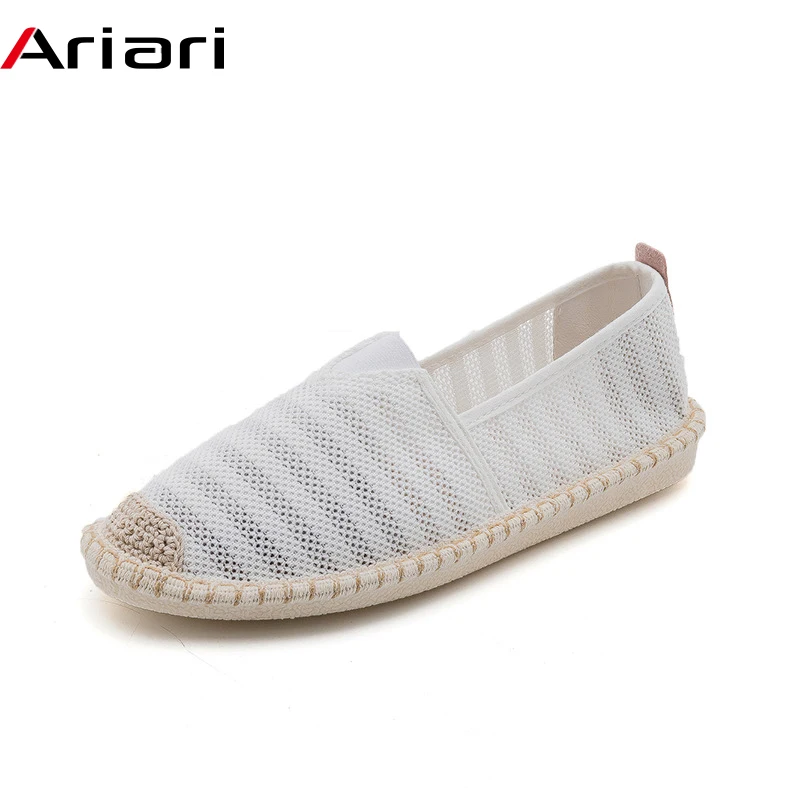Ariari/Новинка 2019 года; однотонная парусиновая обувь; сетчатая обувь; женская повседневная обувь на плоской подошве; дышащая обувь в рыбацком