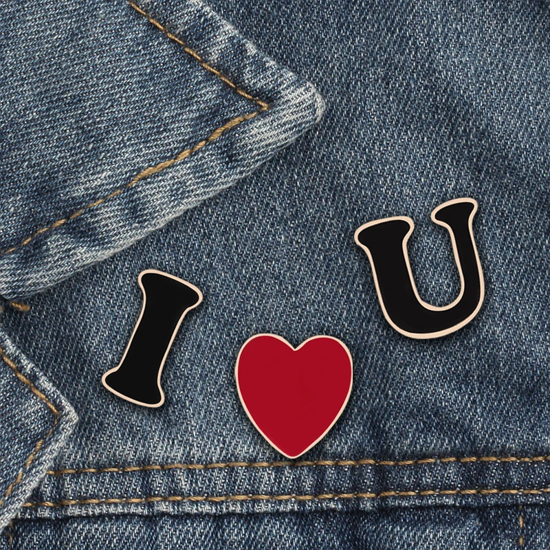 

3pcs/set I LOVE U Letters Enamel Pins Lover Brooches Heart Women Men Denim Jackets Lapel Pin Badges Fashion Jewelry Couple Gifts