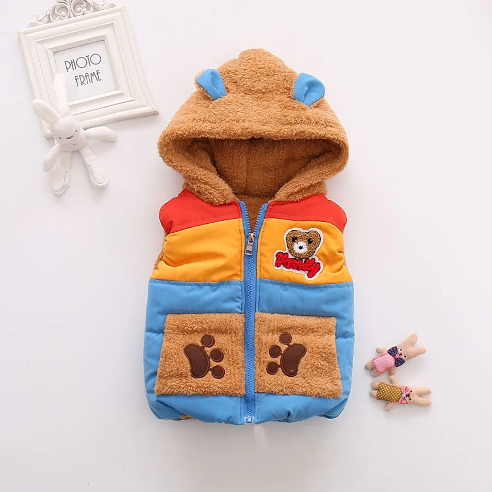 

Autumn Winter Boys Baby Kids Snowsuit Bear Cartoon Hooded Warm Clothes