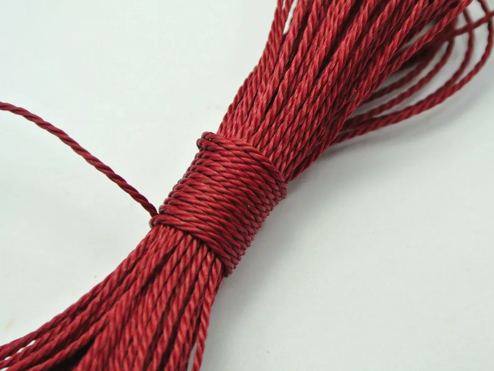 Buy 50 Meters Burgundy Waxed Polyester Twisted Cord