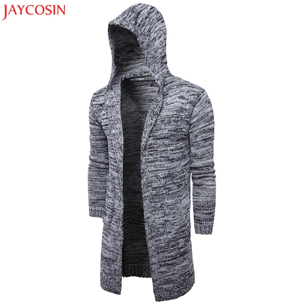 Мужской осенне зимний облегающий вязаный свитер JAYCOSIN с капюшоном модный